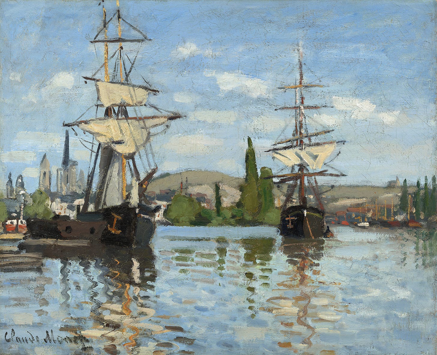 Ships Riding on the Seine at Rouen (1872-1873)
