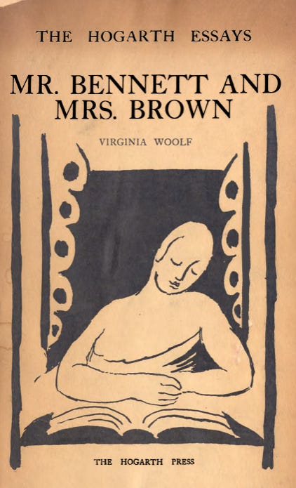 cover of Virginia Woolf essays "Mr. Bennett and Mrs. Brown" Hogarth Press