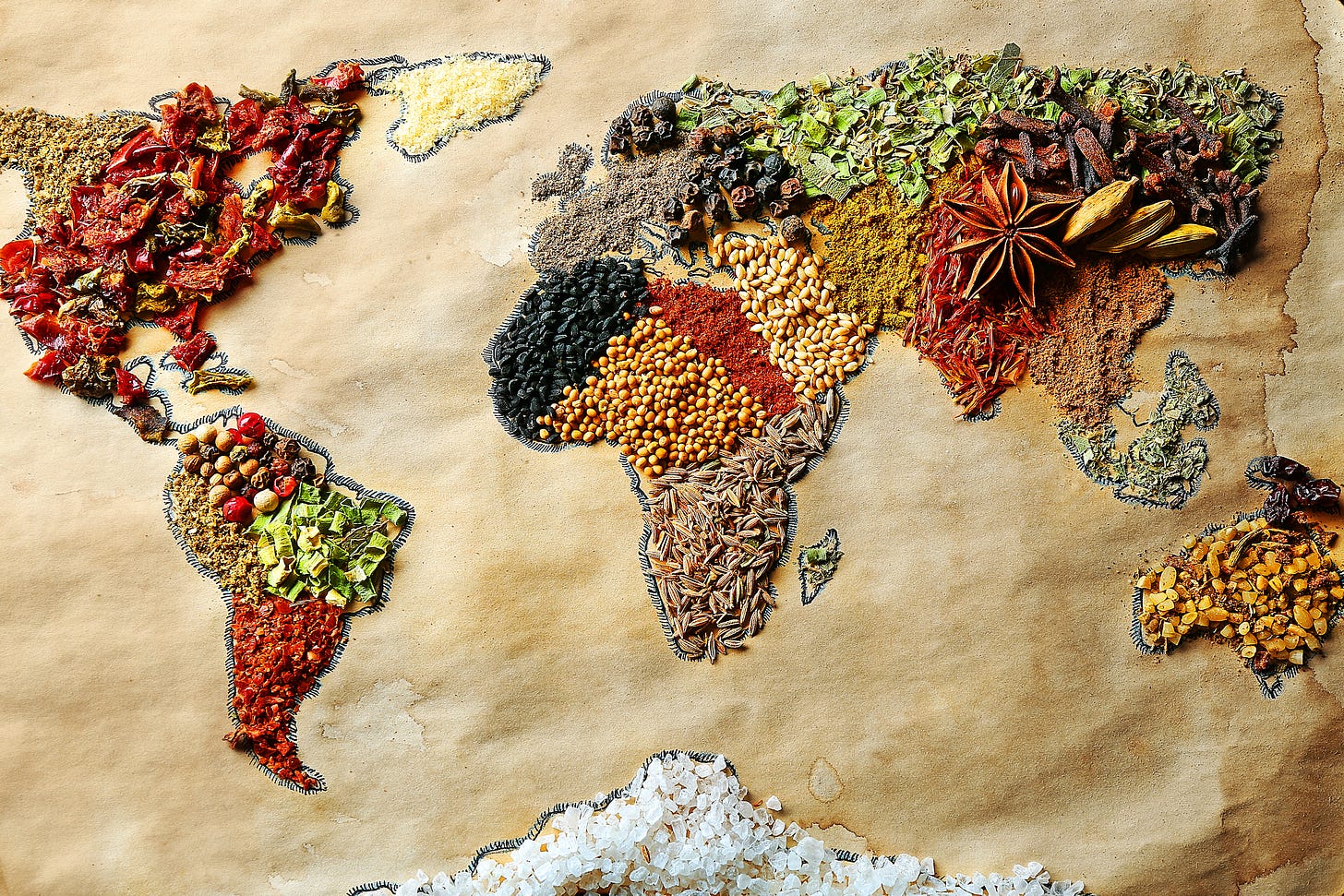 a map of the world made from seeds