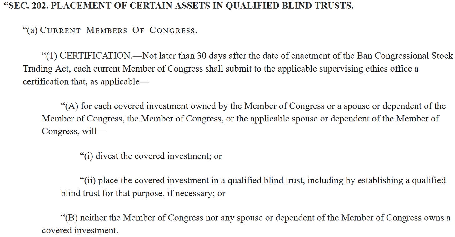 Section 202 - Placement of certain assets in qualified blind trusts