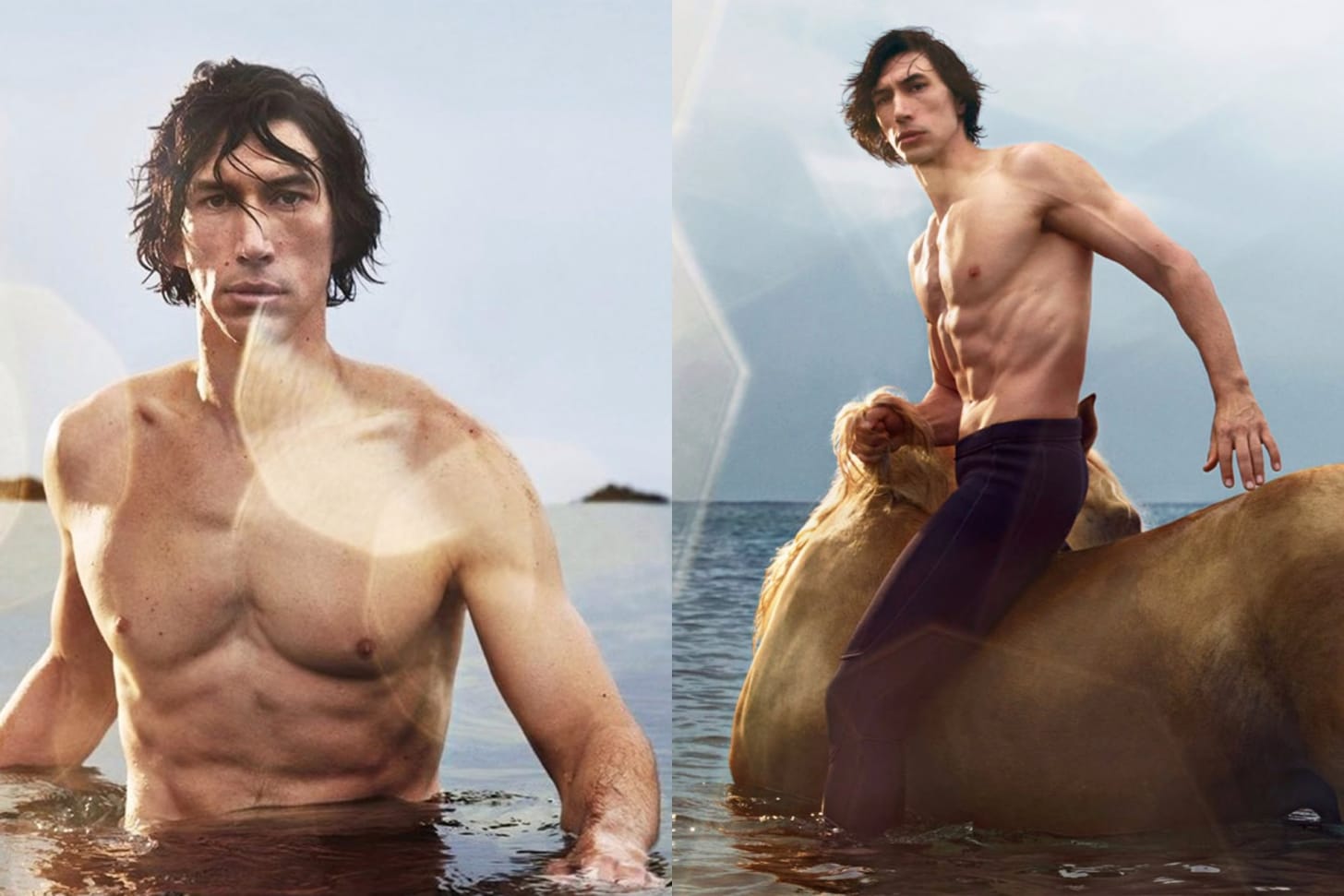 Adam Driver riding a stallion bareback on the beach is how you sell a  fragrance - GQ