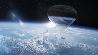 Arizona-based company World View Enterprises aims to start lofting paying customers on stratospheric balloon rides in 2024, as depicted in this artist's illustration.