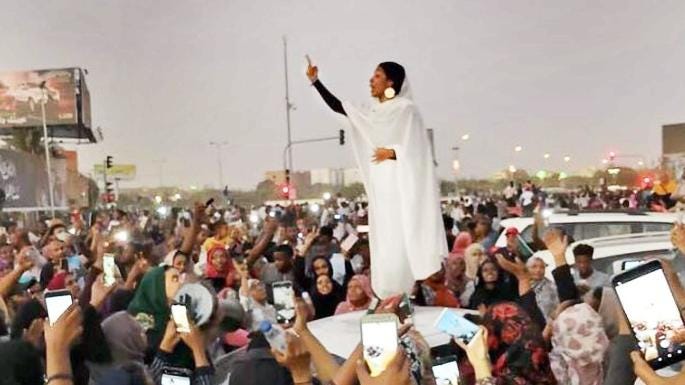 Images of a protester hailed as a kandaka, or Nubian warrior queen, have gone viral