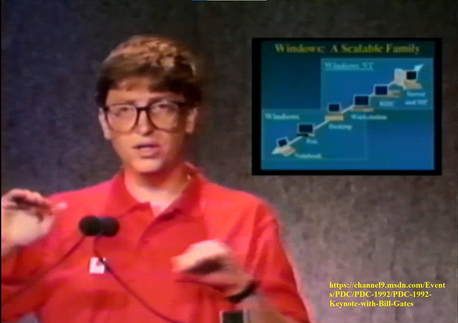Bill Gates presenting Windows NT 3.1