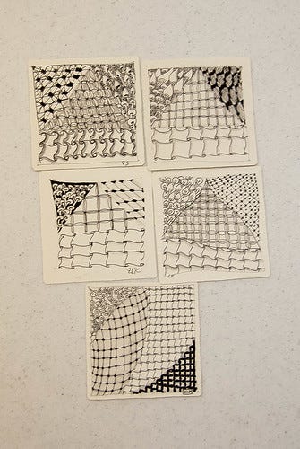 Zentangle 101 Class Work - Tile 2