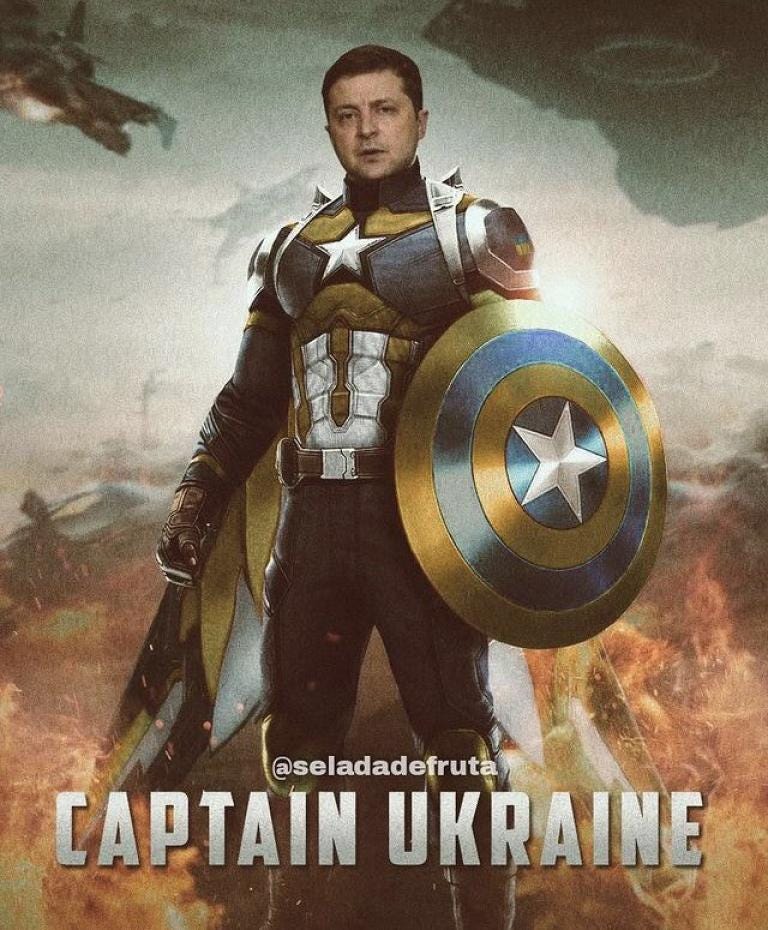 Le mème sur Captain Ukraine le plus partagé à travers le monde / 26/02/2022 / Crédits : @seladadefruta