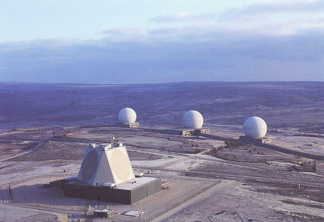 ROYAL AIR FORCE FYLINGDALES, U.K. – A view of RAF Fylingdales and its Upgrade Early Warning System solid state array. The town of Whitby and the North Sea lie just over the hill. (Courtesy photo)