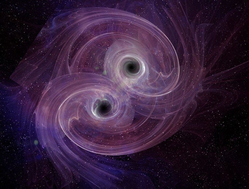 Image of two swirling black holes 