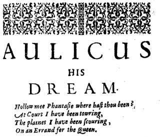 Title page of "Aulicus his dream," the first dystopia.
