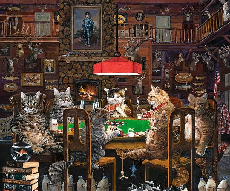 Cats Playing Poker Painting by Julie Pace Hoff | Saatchi Art
