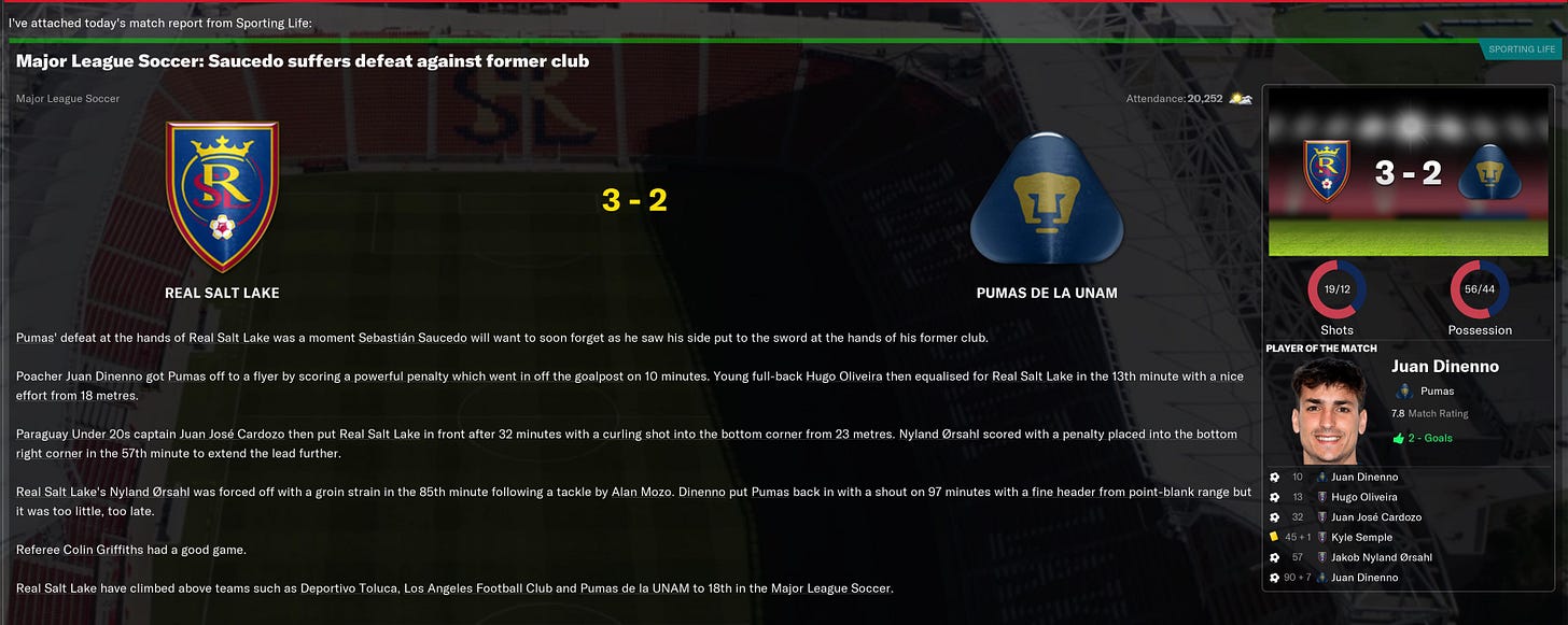 Football Manager 2021 Match Review