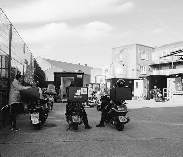 Couriers on standby in the Camberwell car park