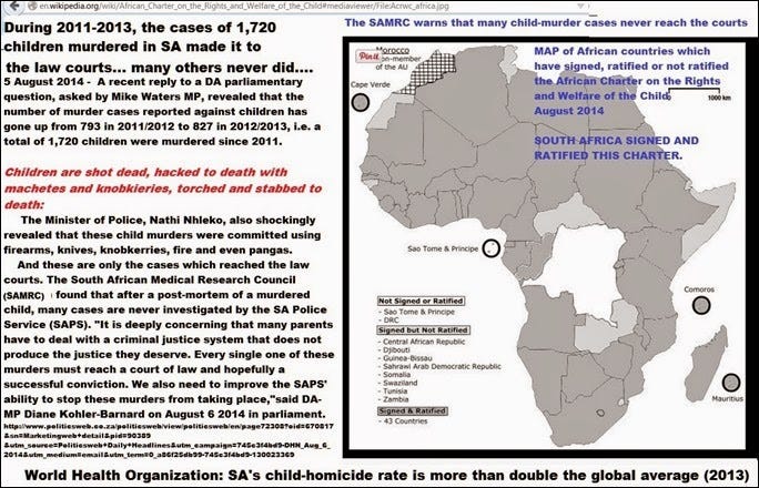 ChildMurdersInSouthAfricaSignatoryToAfricanCharterOnChildrensRightsMAP