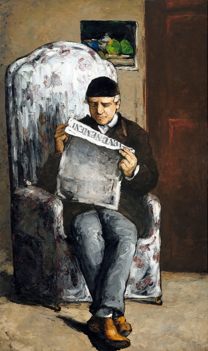 The Artist's Father, Reading "L'Événement" (1866) by Paul Cézanne The Artist's Father, Reading "L'Événement" (1866) by Paul Cézanne