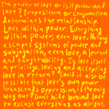 An animated loop of illegible yellow text on an orange background smooshing up and then turning orange and smooshing down.