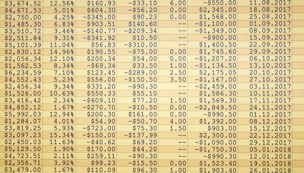 Financial Figures Plain Spreadsheet stock photo