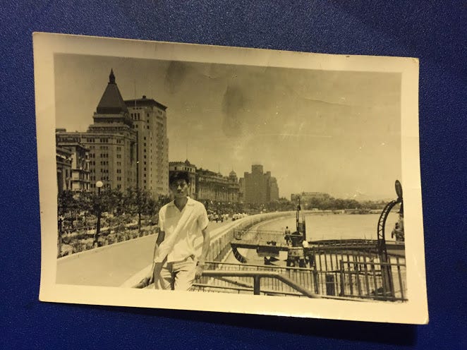 my dad, beechy hu, on shanghai's famous bund before he defected from china in 1966, in the early years of china's punishing cultural revolution.