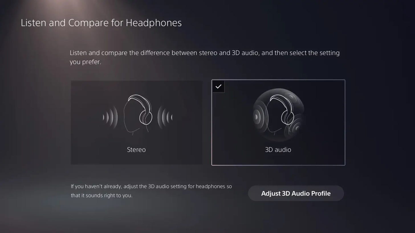 PS5 listen and compare feature