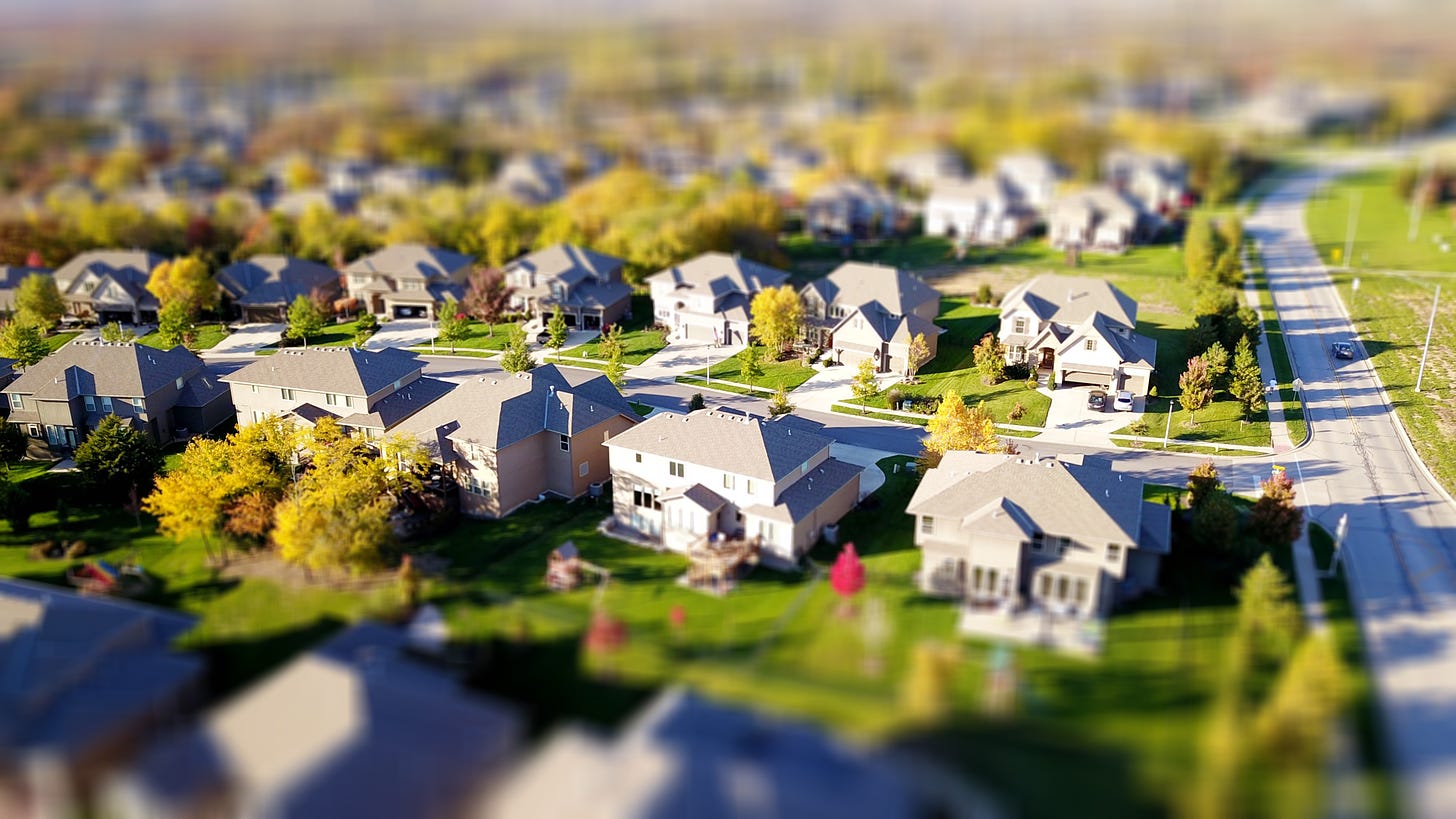 Vista aérea de un suburbio
