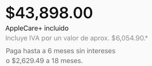 Precio del iPhone 12 Pro Max: $43,898