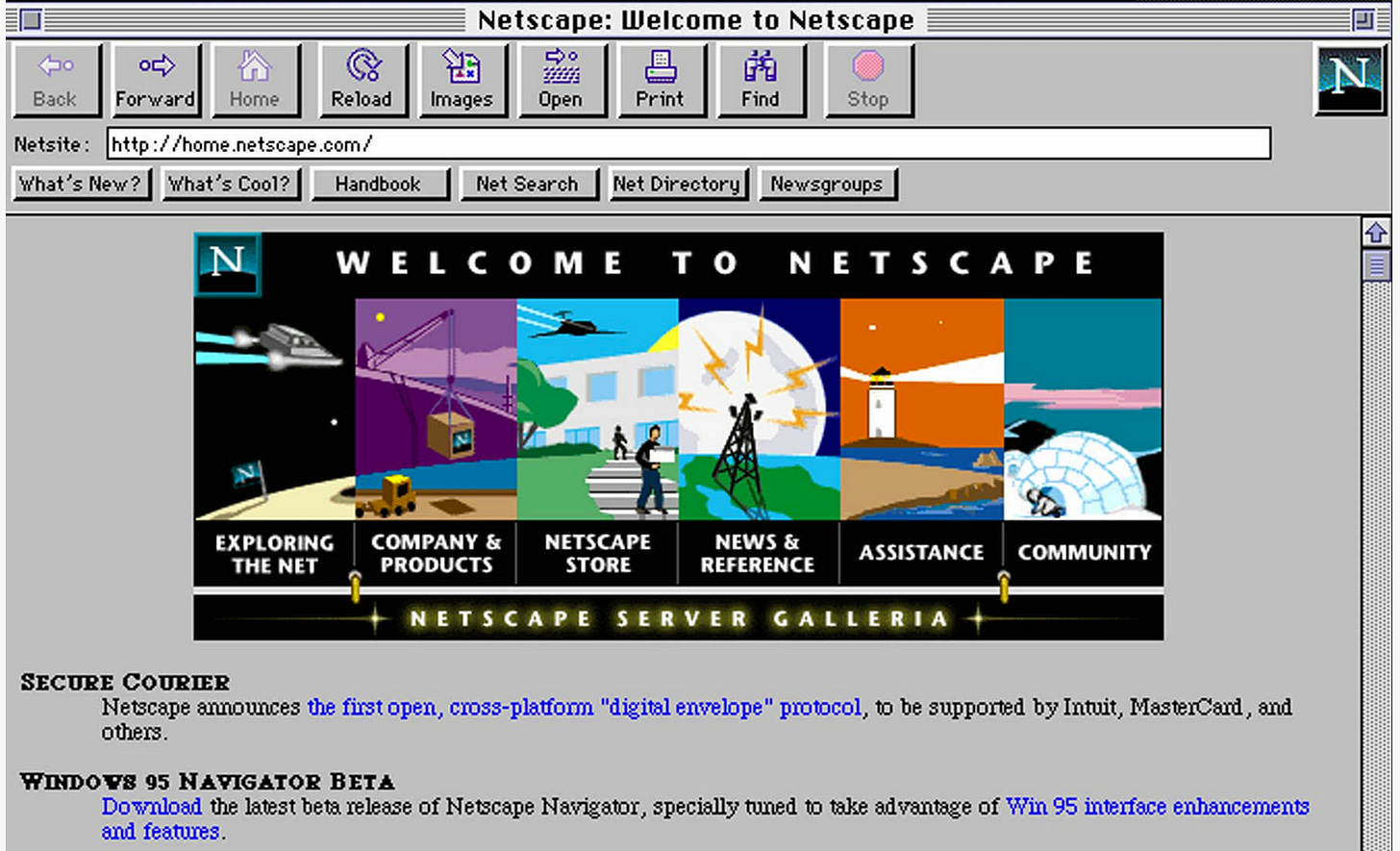 Screenshot of vintage browser Netscape Navigator