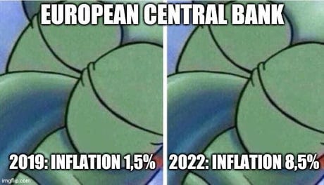 Christine Lagarde and the European Central bank (ECB) decided to still keep  0% interest rates despite record inflation - 9GAG