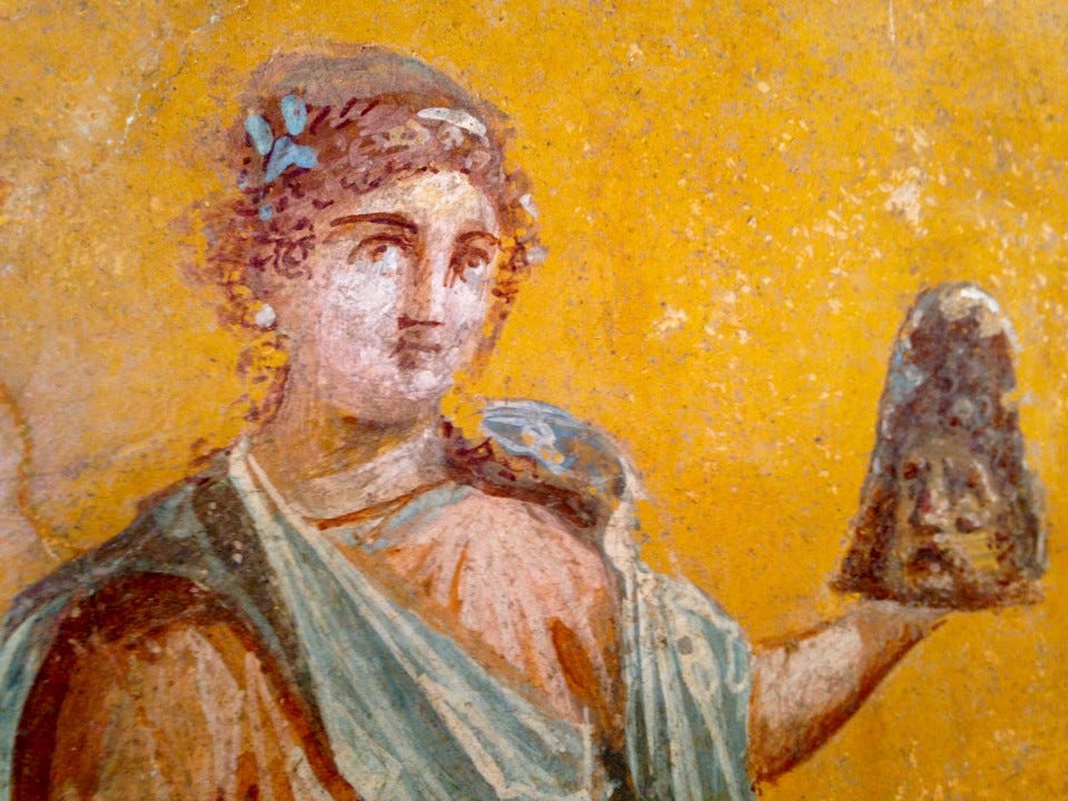 Calliope, Muse de la poésie épique - fresque de la maison de Julia Felix à Pompéi, Ier siècle après J.-C., Paris, Musée du Louvre