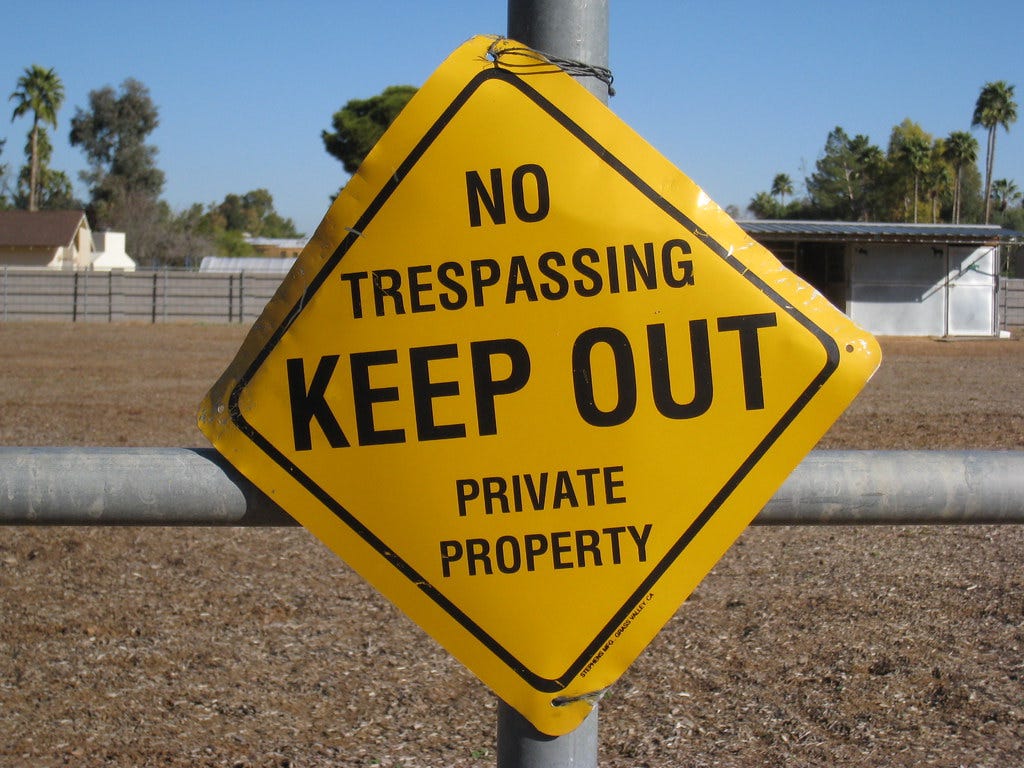 "No Trespassing" by Dru Bloomfield - At Home in Scottsdale is licensed under CC BY 2.0