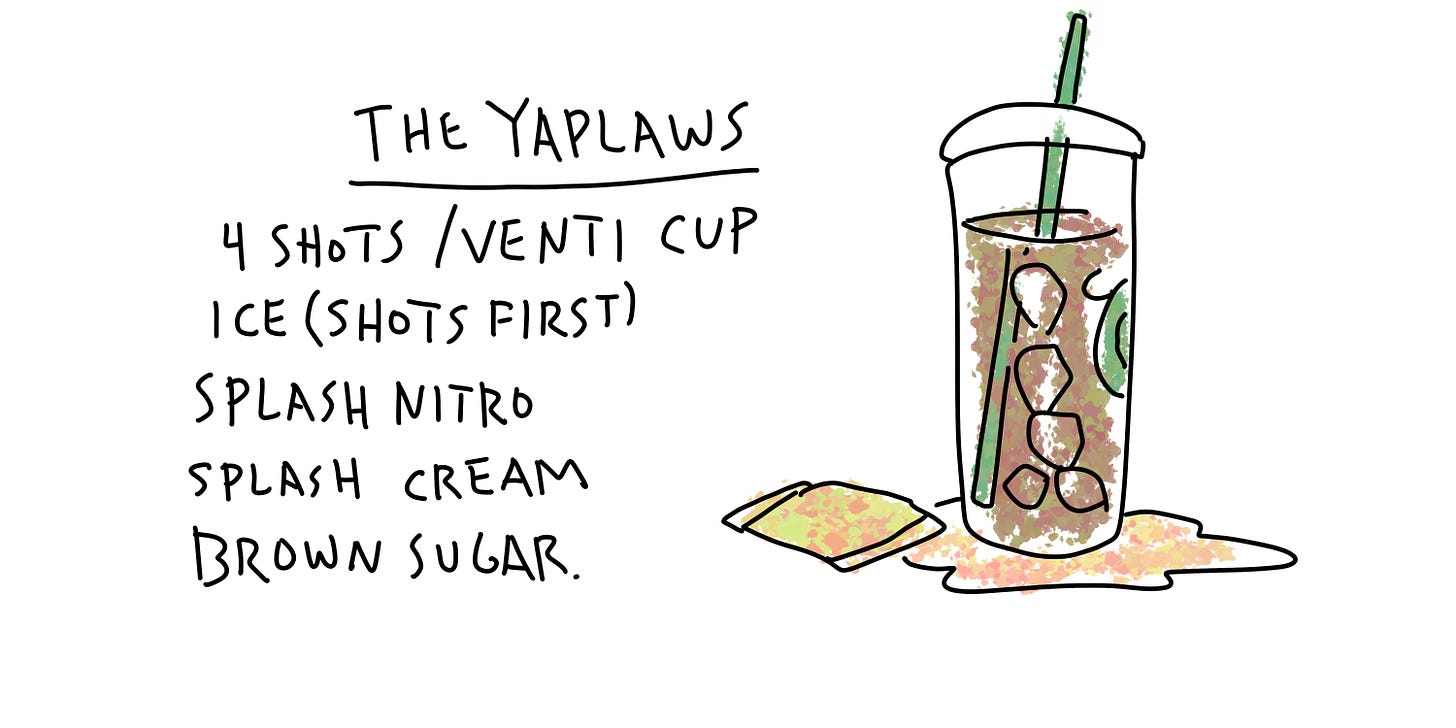 My coffee recipe with a doodle of the drink