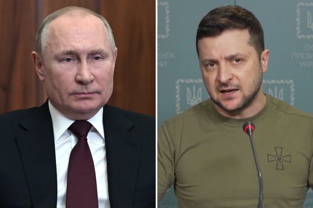 Russian President Vladimir Putin and Ukrainian President Volodymyr Zelensky