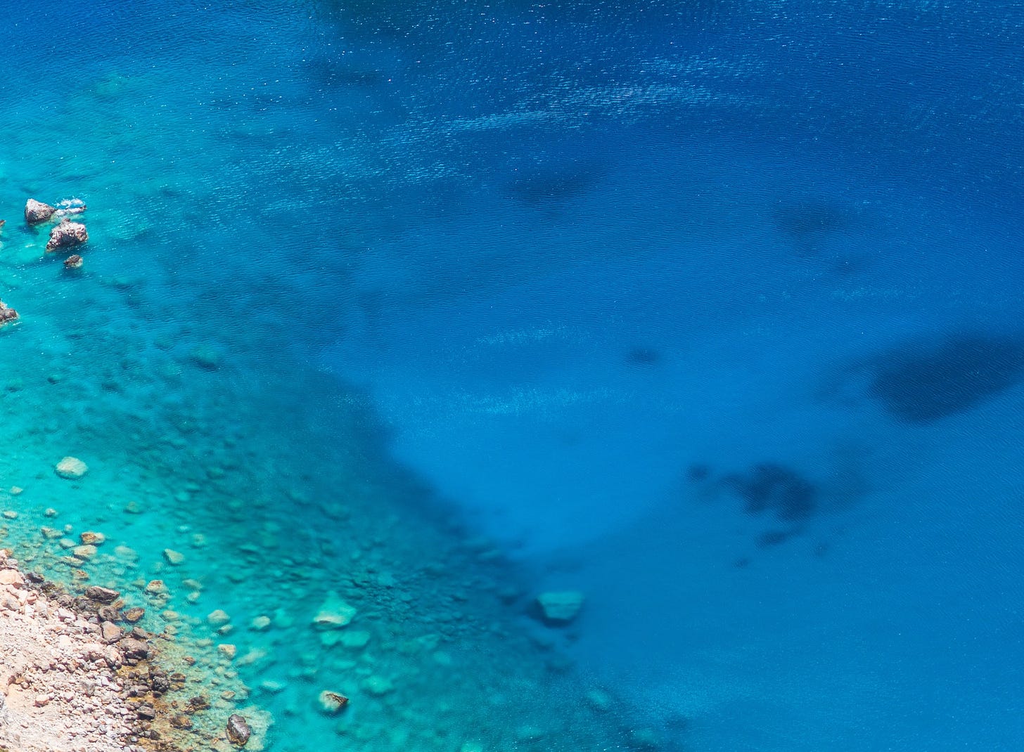 Blue water of the Aegean sea in Amorgos island.