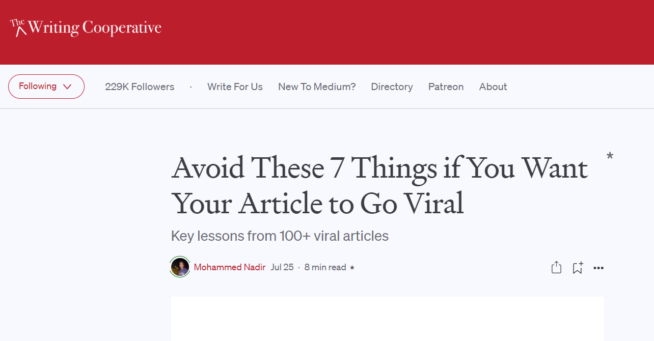 A screenshot of my best-performing article as an example of the AIDA copywriting formula.