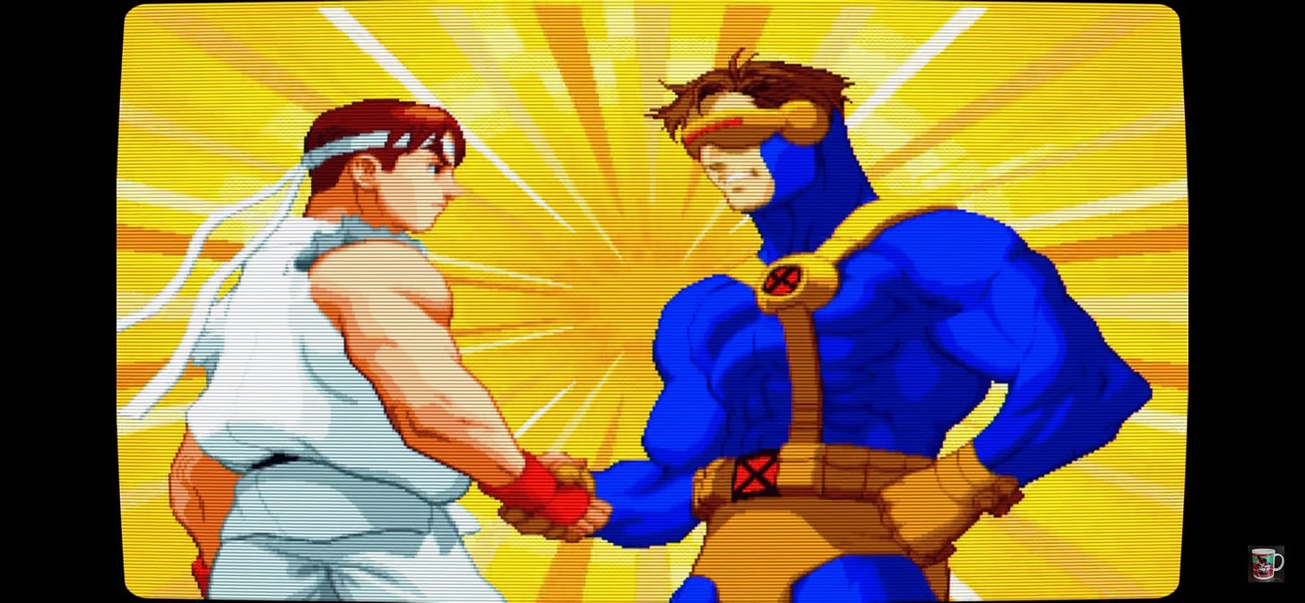 karambambucha on Twitter: "DREAMS DON'T DIE! X-Men vs. Street Fighter  tribute, really love this game, that Ryu and Cyclops handshake was awesome!  #Marvel #Capcom #FreeMVC2 #StreetFighter #XMen https://t.co/Xe7qn1HUxO" /  Twitter