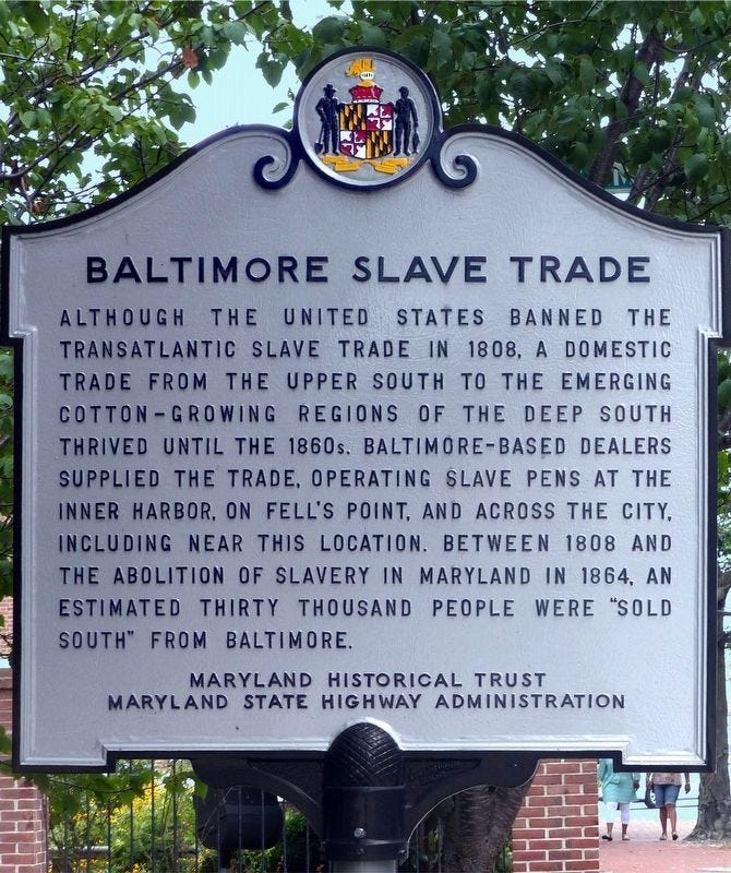 Baltimore Slave Trade Historical Marker