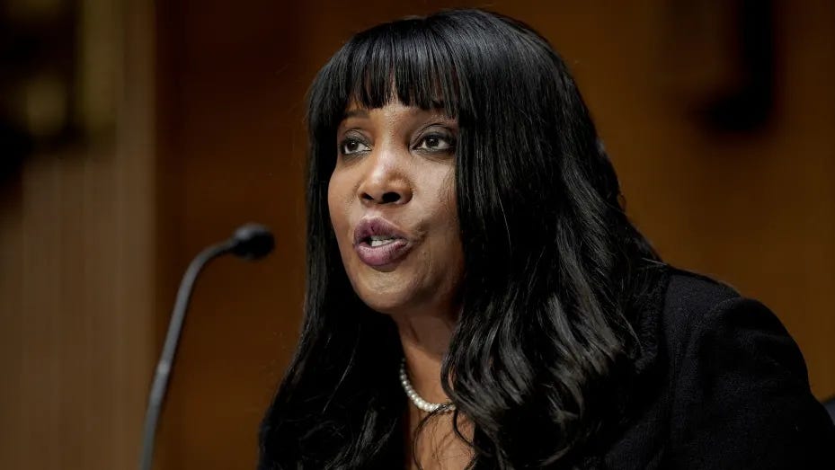 Dr. Lisa DeNell Cook, of Michigan, nominated to be a Member of the Board of Governors of the Federal Reserve System, speaks before a Senate Banking, Housing and Urban Affairs Committee confirmation hearing on Capitol Hill in Washington, D.C., U.S., Februa