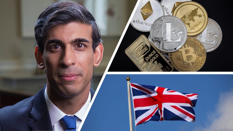 Chancellor Rishi Sunak promises to make UK a 'global crypto assets hub'