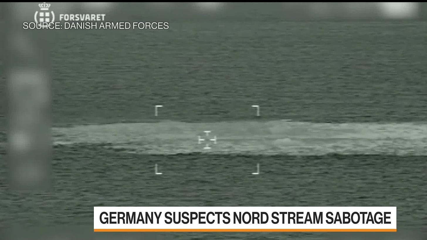 Watch Nord Stream Gas Leaks Look Like Sabotage: Germany and US - Bloomberg