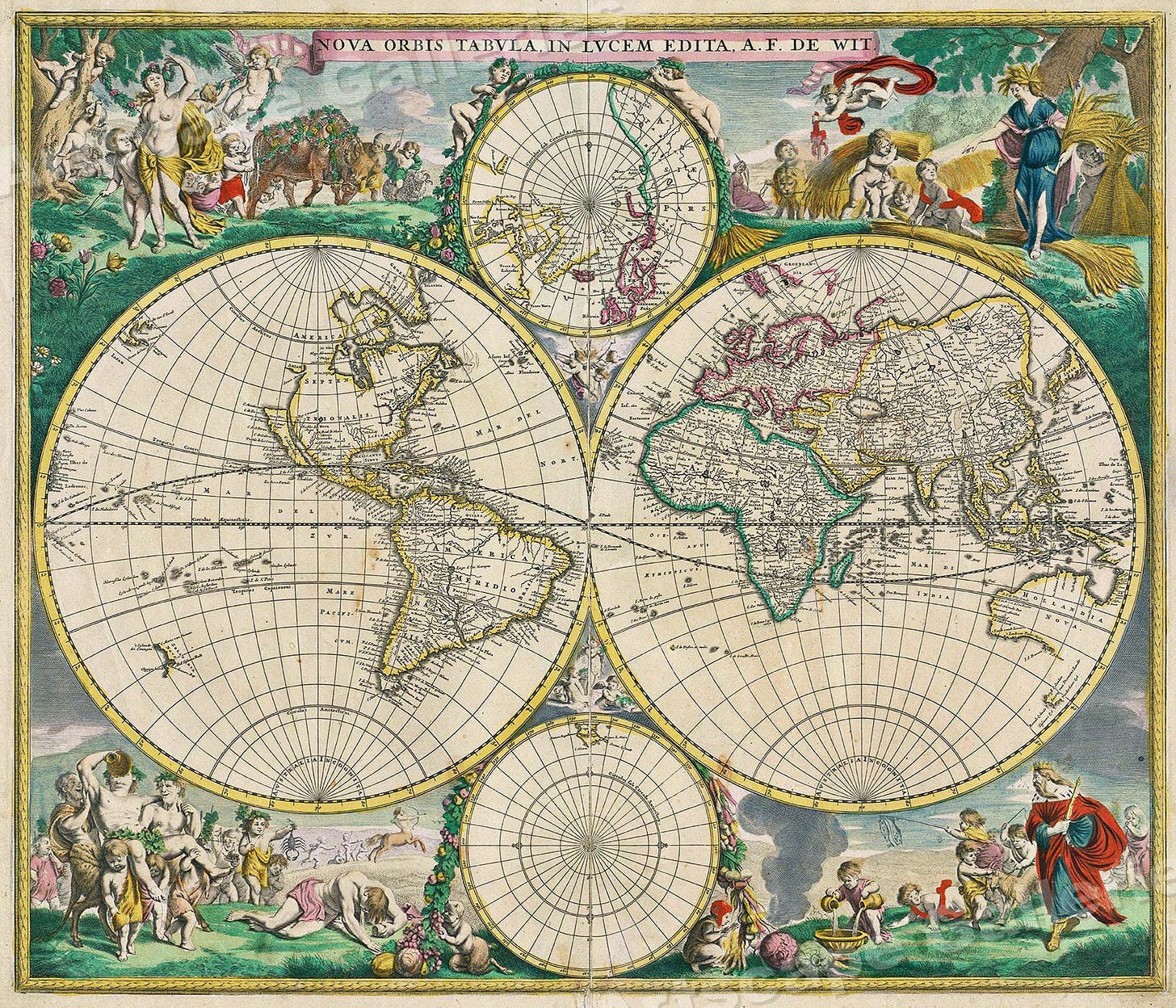 1670s “Nova Orbis Tabula. de Wit” Vintage Style Old World Map - 20x24 | eBay