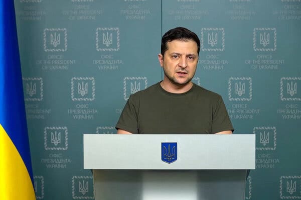 President Volodymyr Zelensky of Ukraine speaking in Kyiv on Saturday.