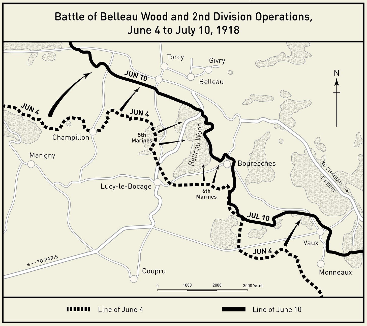 Map of Battle of Belleau Wood