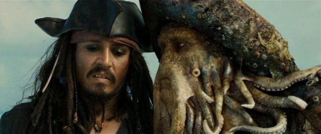 Captain Jack Sparrow and Davy Jones | Pirates of the caribbean, Johnny depp  images, Davy jones