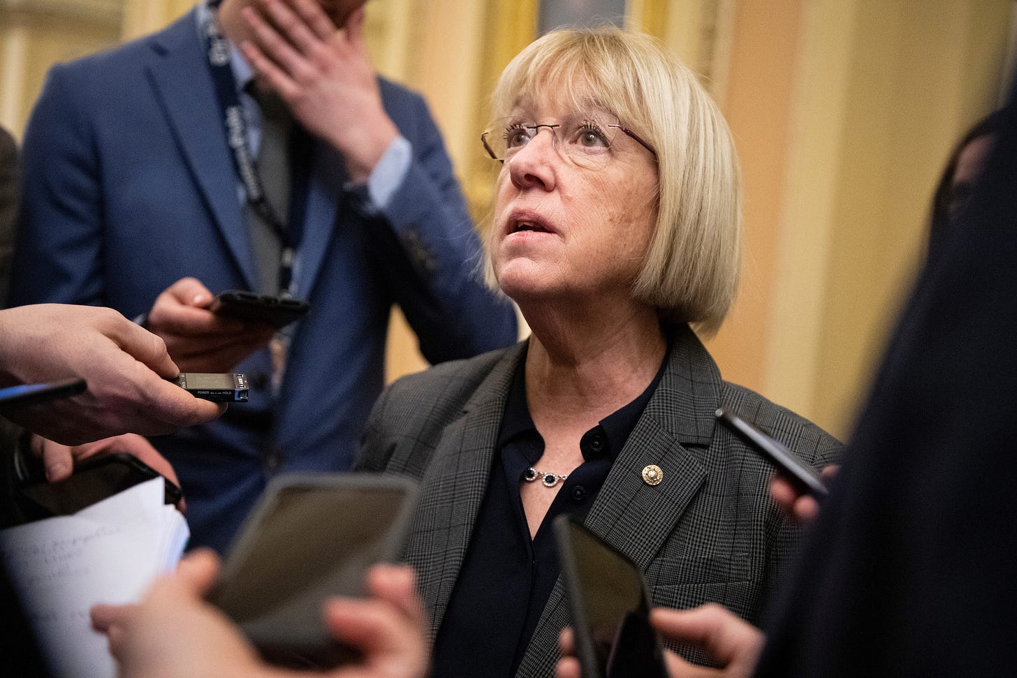 Sen. Patty Murray, D-Wash., speaks with reporters after a news conference in the Capitol on March 3, 2020.  (Caroline Brehman/CQ Roll Call file photo)