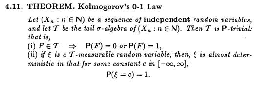 real analysis - Questions on Kolmogorov Zero-One Law Proof in Williams -  Mathematics Stack Exchange