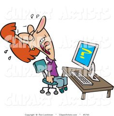 Frustrated Woman Getting Computer Errors Again - Cartoon Vector #5765