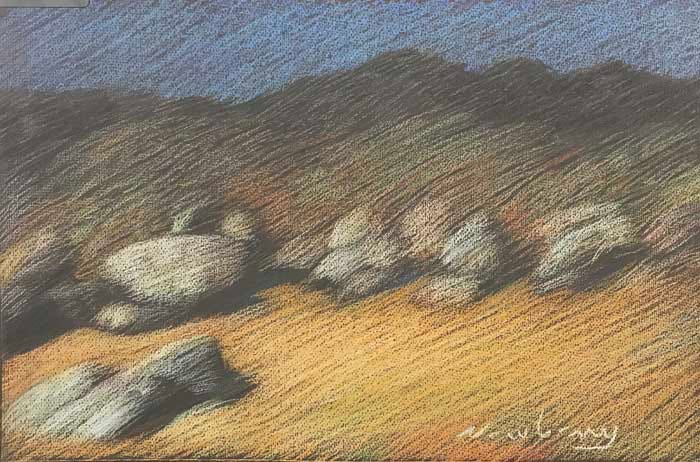 Newberry, Borrego Rocks, 2020, pastel, 13x18"