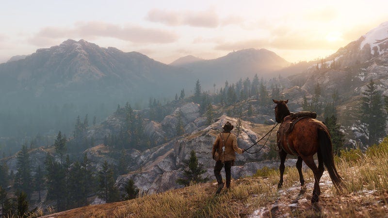 A rider in the landscape of Red Dead Redemption 2