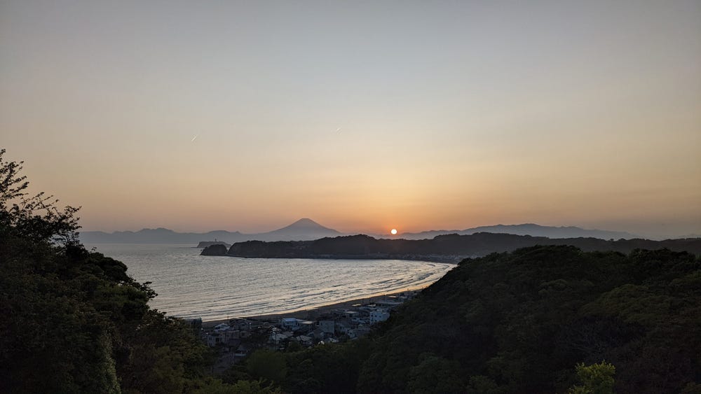 Photo of Mount Fuji at sunset