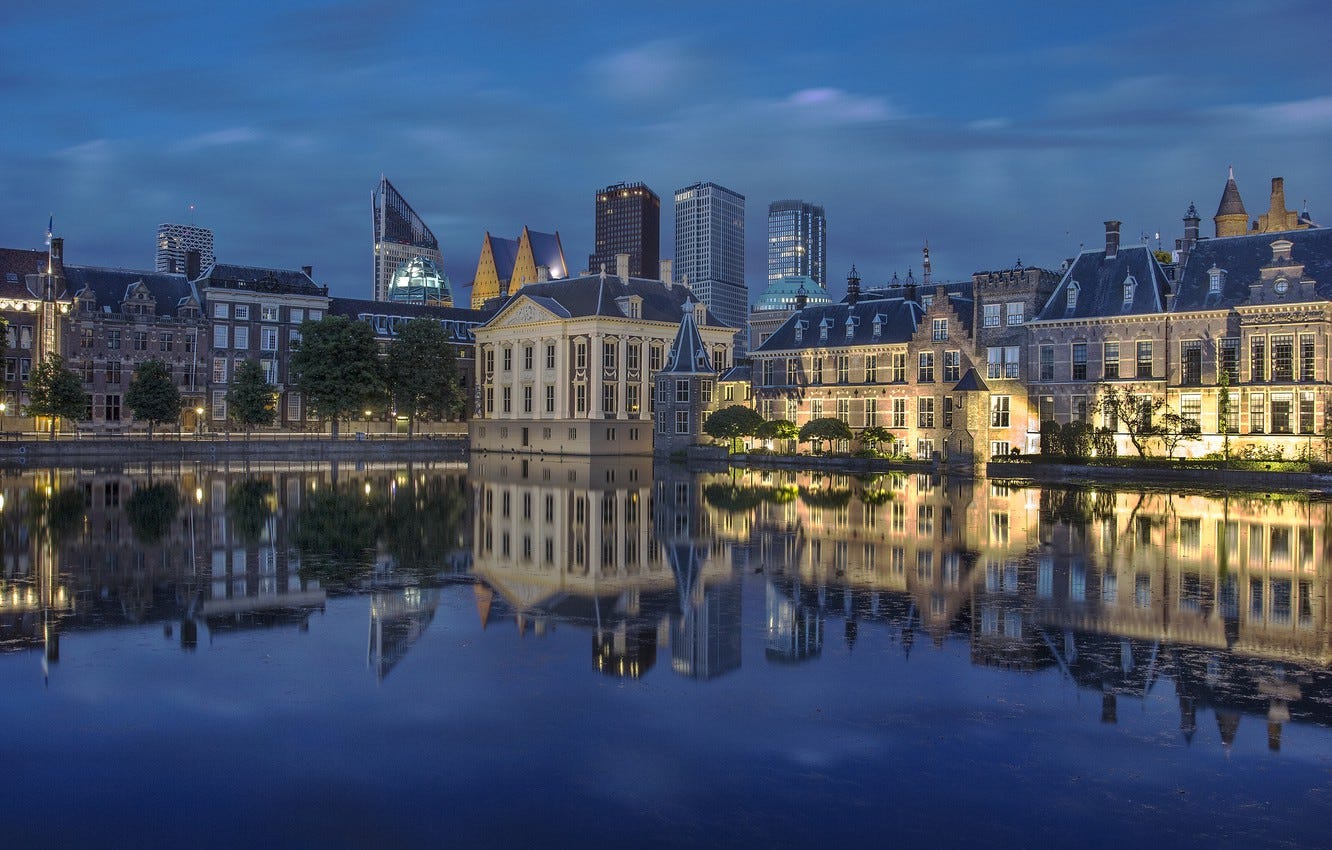 Wallpaper lights, reflection, mirror, Netherlands, night, The Hague, The  Mauritshuis images for desktop, section город - download