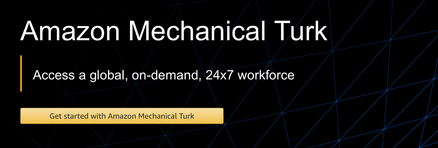 Capture d’écran du site d’Amazon Mechanical Turk