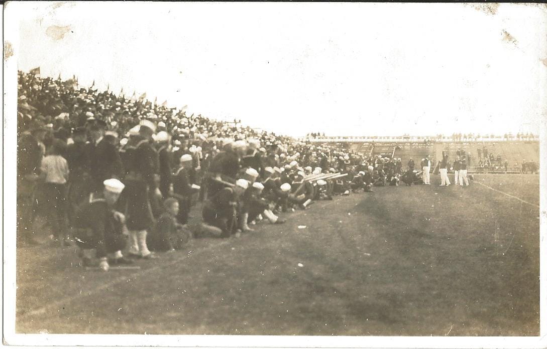 Postcard - Navy personnel at Tournament Park